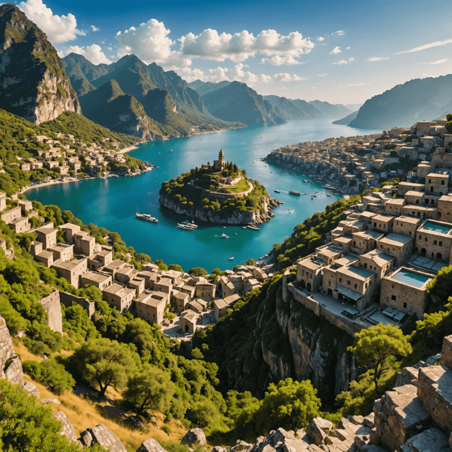 A panoramic view of a breathtaking destination, showcasing a mix of natural beauty and cultural landmarks. The image represents the diverse and exciting travel possibilities that Instarem's trip planning services can unlock for clients.