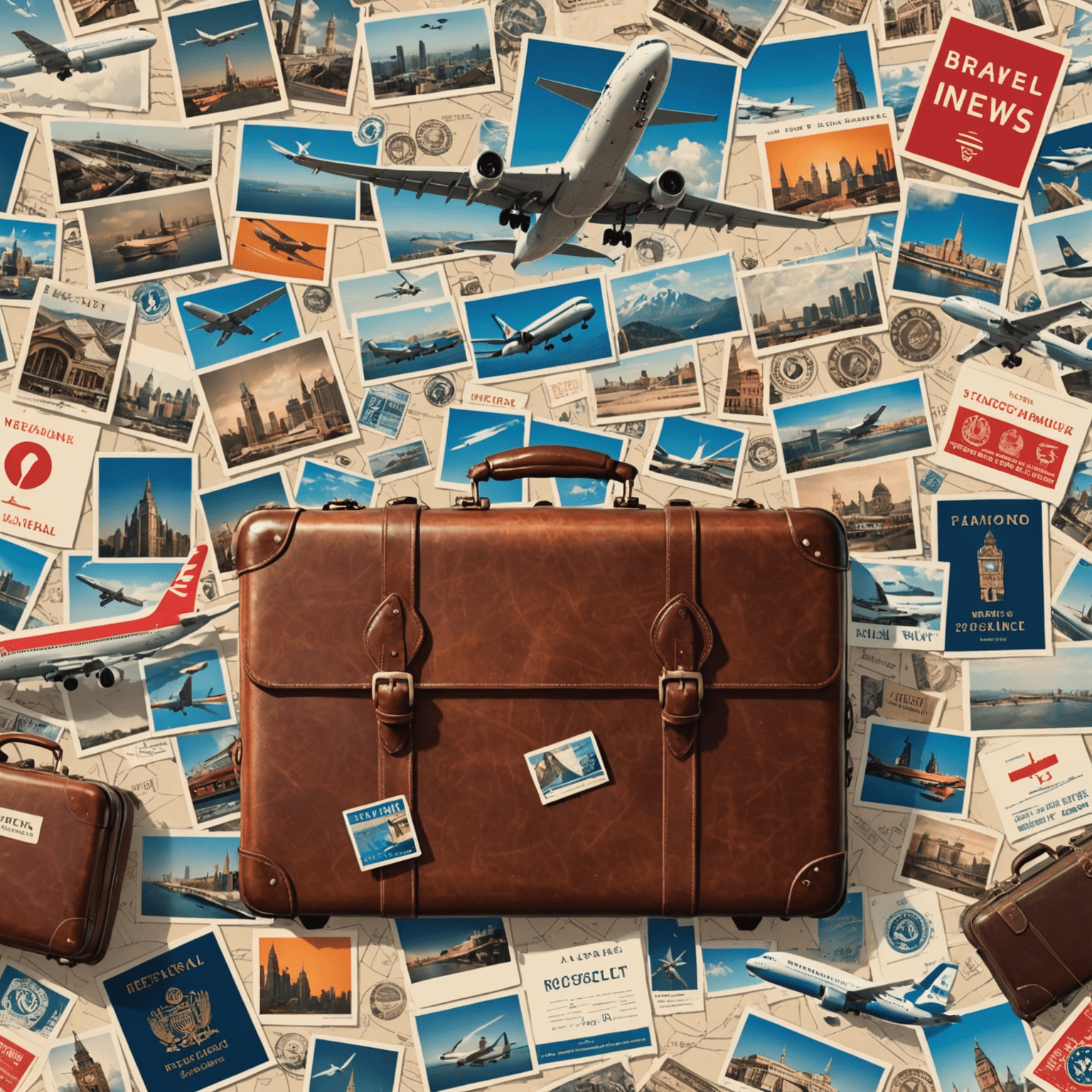 A collage of travel-related images including airplanes, suitcases, and passport stamps, representing breaking news in the travel industry
